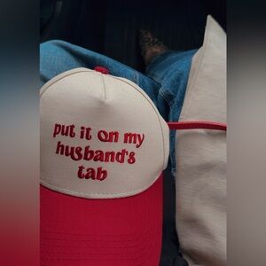 Red and White Cap with Fun Embroidery